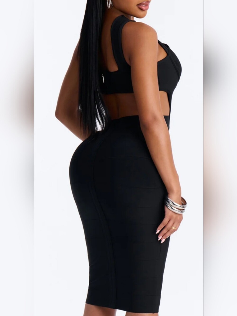 Fashion Nova Black One-Shoulder Cutout Bodycon Dress - Picture 4 of 5